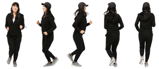 ジョギングする女性 人物切り抜き5アングル