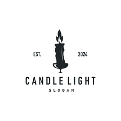 candle logo design concept template illustration simple traditional candle light