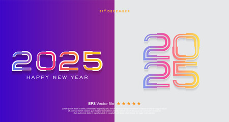 Happy new year 2025 vector illustration with colorful numbers. Collection vector design number 2025 celebration