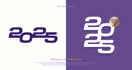 Happy New Year 2025 vector logo with modern style design. Collection vector design number 2025 celebration