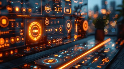 Obraz premium Futuristic Interface with Glowing Lights