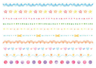 水彩風のガーリーな飾り線10点セット1