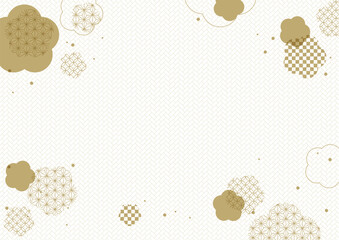 和風  花 金色 グラフィック フレーム 背景素材