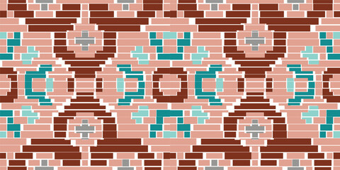 Fototapeta premium Turkish Islamic Geometric Patternfolk Embroidery, Aztec Geometric Ornament Print. Design for Carpet, Wallpaper, Clothing, Wrapping, Fabric