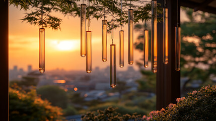 Wind chime, summer, Japanese pattern, Japan, tradition, typical, Japanese art, Japanese painting, ink painting, sumi-e, ukiyo-e, elegance, happiness, scenery, wabi-sabi, art, beautiful, sky, light, fa