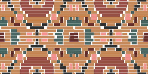 Zigzag Traditional Pattern Dressfolk Embroidery, Aztec Geometric Ornament Print. Design for Carpet, Wallpaper, Clothing, Wrapping, Fabric