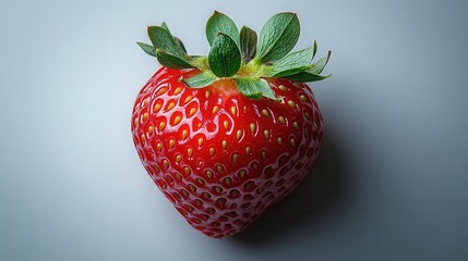 juicy strawberry against a pristine white backdrop highlighting its vibrant red and green hues captures the essence of freshness and simplicity