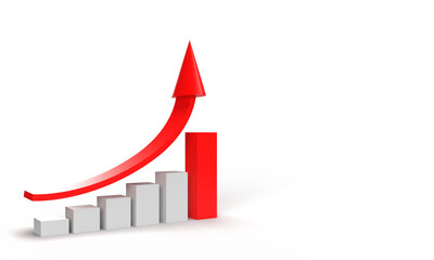Graph chart white red pink color growth up arrow direction business financial copy space object icon investment wealth datum diagram progress economy inflation recession stock profit crisis market 