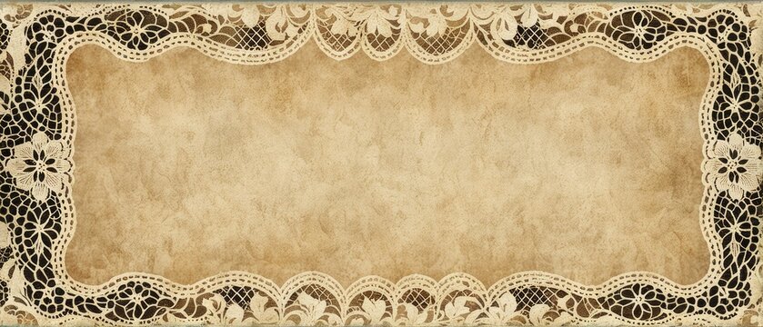 Vintage Lace Border on Old Paper Background