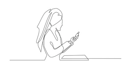 continuous line of young woman holding beauty products.one line drawing of woman after bathing in towel clothes.women's skin care,beauty care