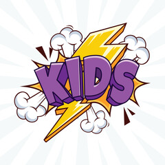 Kids 3D Text Comic Cartoon Vector Design Template
