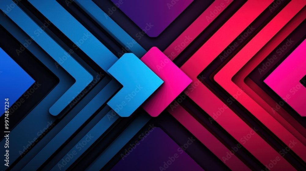 Poster abstract arrow chart with vibrant colors and geometric shapes for digital transformation a