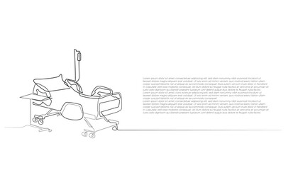 continuous line drawing of hospital bed.single line of hospital patient bed.isolated white background