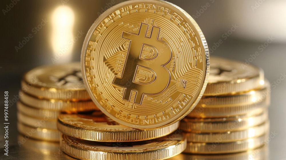 Poster bitcoin is a digital currency that uses a secure network called blockchain for transactions.