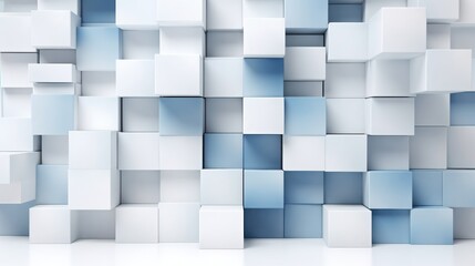 Abstract Blue and White Cube Wall
