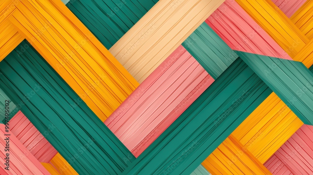 Poster abstract geometric pattern with wooden texture colorful background