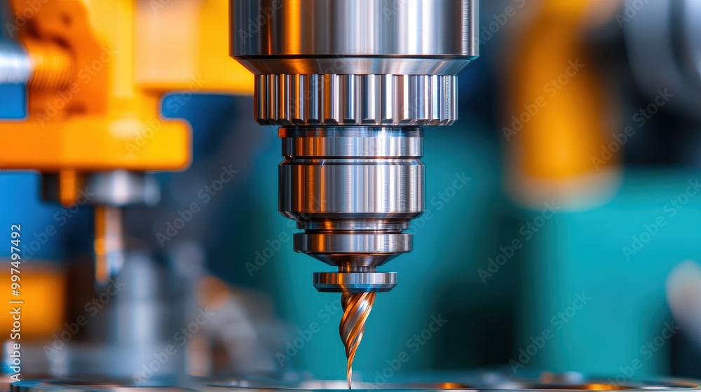 Poster cnc milling machine tool closeup precision engineering industrial automation