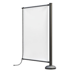 Editable street-side banner sign with pole and ropes. mockup, png, transparent background.