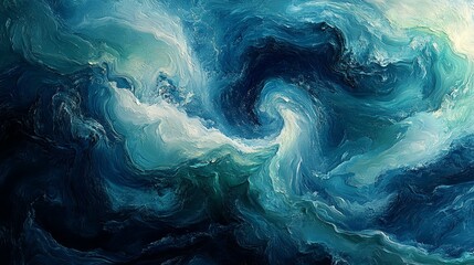 Abstract Swirling Blue and Green Waves
