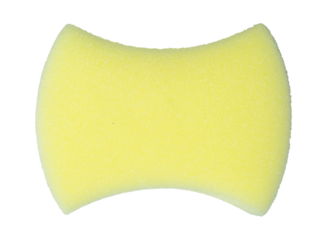 yellow dry sponge isolated on white. shot with high angle view