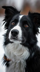 Fototapeta premium Close-up of a Mixed-breed Dog Gazing into the Distance.