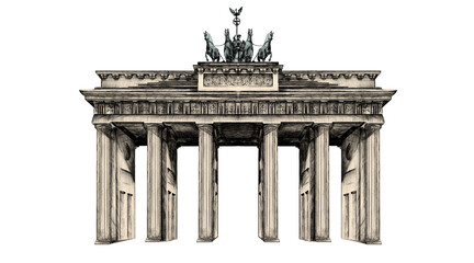 Illustration of Brandenburg Gate on white background