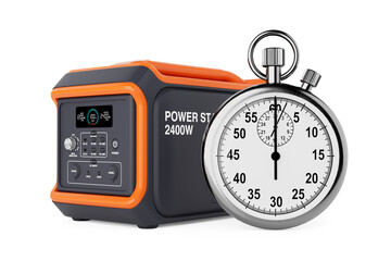 High Capacity Portable Power Generator Station with Stopwatch. 3d Rendering