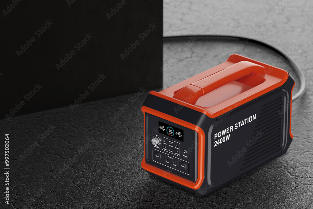 Poster High Capacity Portable Power Generator Station. 3d Rendering