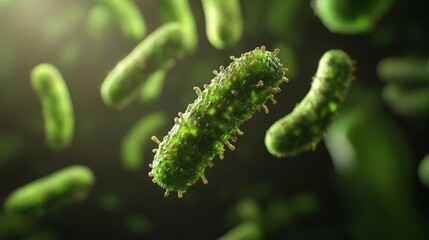 Fototapeta premium Close-up of green cucumber with bumpy texture in light