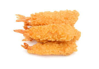 Stack butterfly shrimps on white background