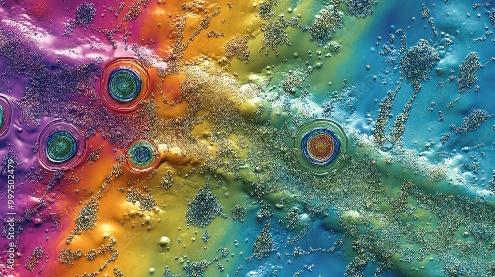 Poster vibrant abstract art with colorful swirls and textured surface patterns