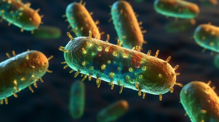 Fototapeta premium Close-up view of bacteria under a microscope with detailed structure