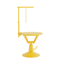 Empty Yellow Professional Pet Grooming Table with Non-Slip Surface in Clay Style. 3d Rendering