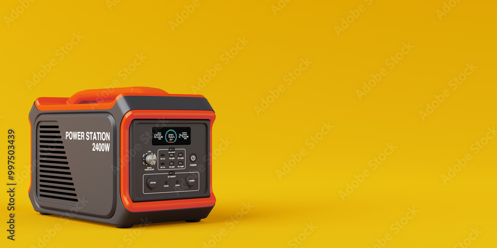 Poster High Capacity Portable Power Generator Station. 3d Rendering