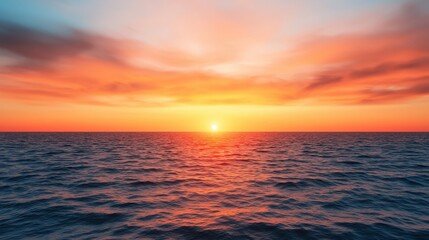 Obraz premium Serene Sunset Over Calm Ocean Waters Golden Hour Photography