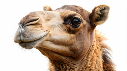 Obraz premium Camel close up isolated on White Background, Camel, animal, close up, isolated, white background, wildlife, nature, desert, mammal