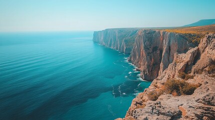 Majestic Cliffside Overlooking Vast Blue Ocean