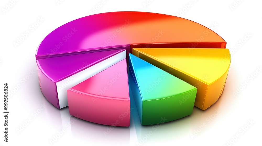 Aufkleber colorful 3d pie chart with multiple segments on a white background