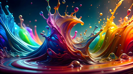 Colorful liquid dynamic harmony backdrop, vibrant, fluid, movement, abstract, background, blending, vibrant, colorful, liquid