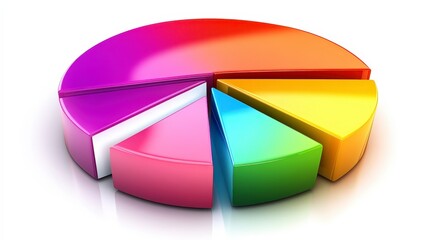 Obraz premium Colorful 3d pie chart with multiple segments on a white background