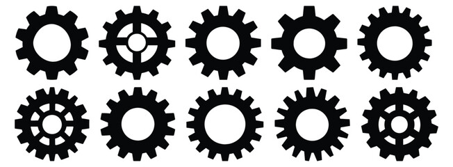 Gears silhouette set vector design big pack of cog illustration and icon