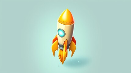 Cartoon Rocket Ship Taking Off