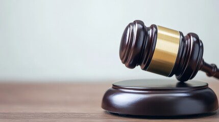 Obraz premium Wooden Gavel on Sound Block Justice Law Courtroom Concept