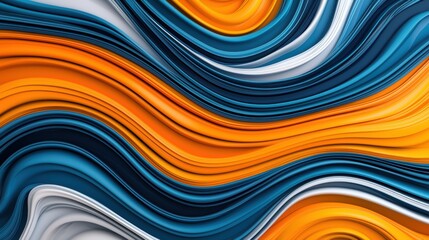 Colorful abstract wavy background with blue, orange, and white layers.