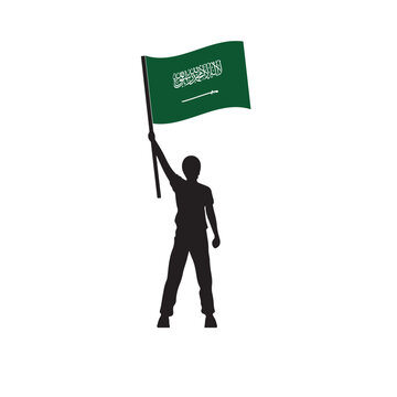 recommend clip art: Art & Illustration Hand holding flag icon. Vector. Flat design. Saudi Arabia