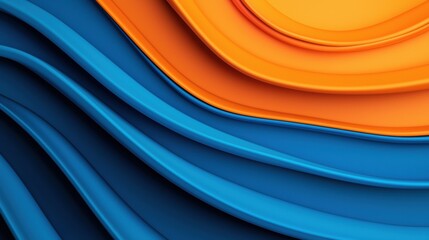Fototapeta premium Colorful layered waves in blue and orange on a smooth surface.