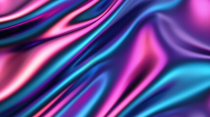 Fototapeta premium Colorful silk texture with flowing waves and vibrant light reflections.
