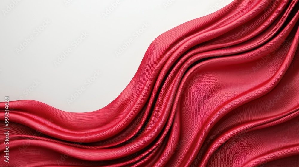 Poster flowing red fabric with smooth curves on a neutral background.