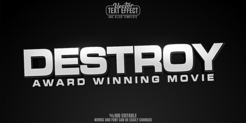 Destroy editable text effect, customizable movie and action 3d font style