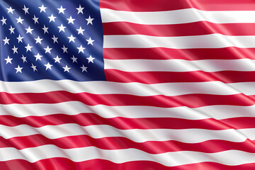 Naklejka premium Waving American flag, vibrant colors of red, white, and blue create a sense of patriotism and unity.